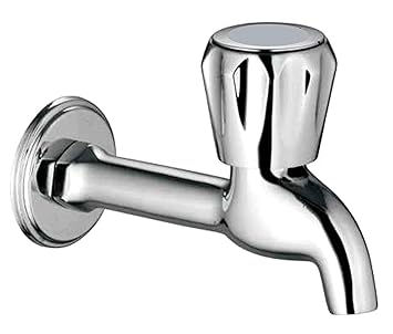 LAYSAN SEELK Full Brass Long Body taps for Bathroom taps for Kitchen taps Quarter Turn tap with Foam Flow Chrome Finish (with Wall Flange and Teflon Tape)