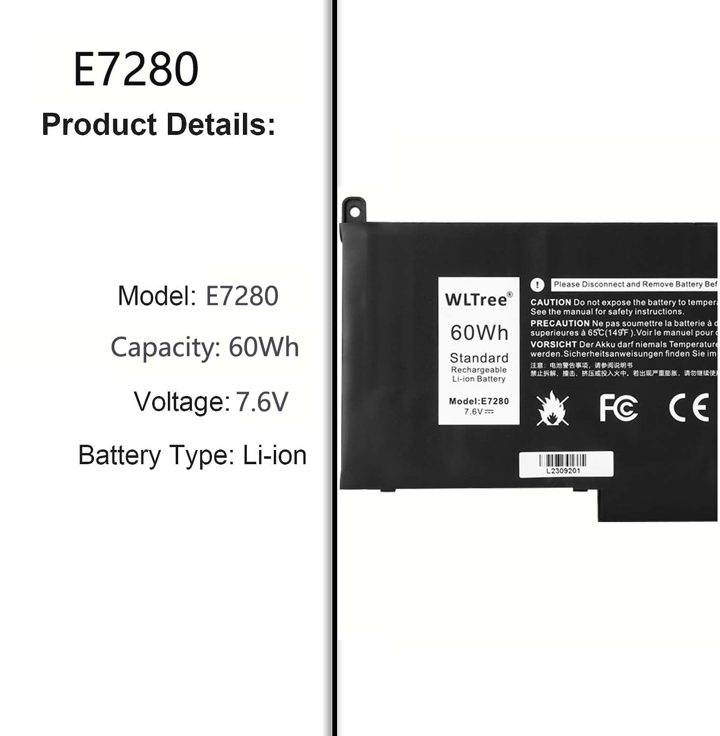 Batteria F3YGT 60Wh per Portatile Dell Latitude 12 7000 7280 7290 Latitude 13 7000 7380 7390 P29S002 Latitude 14 7000 7480 7490 P73G002 Serie DM3WC DM6WC 2X39G KG7VF 451-BBYE 453-BBCF Battery
