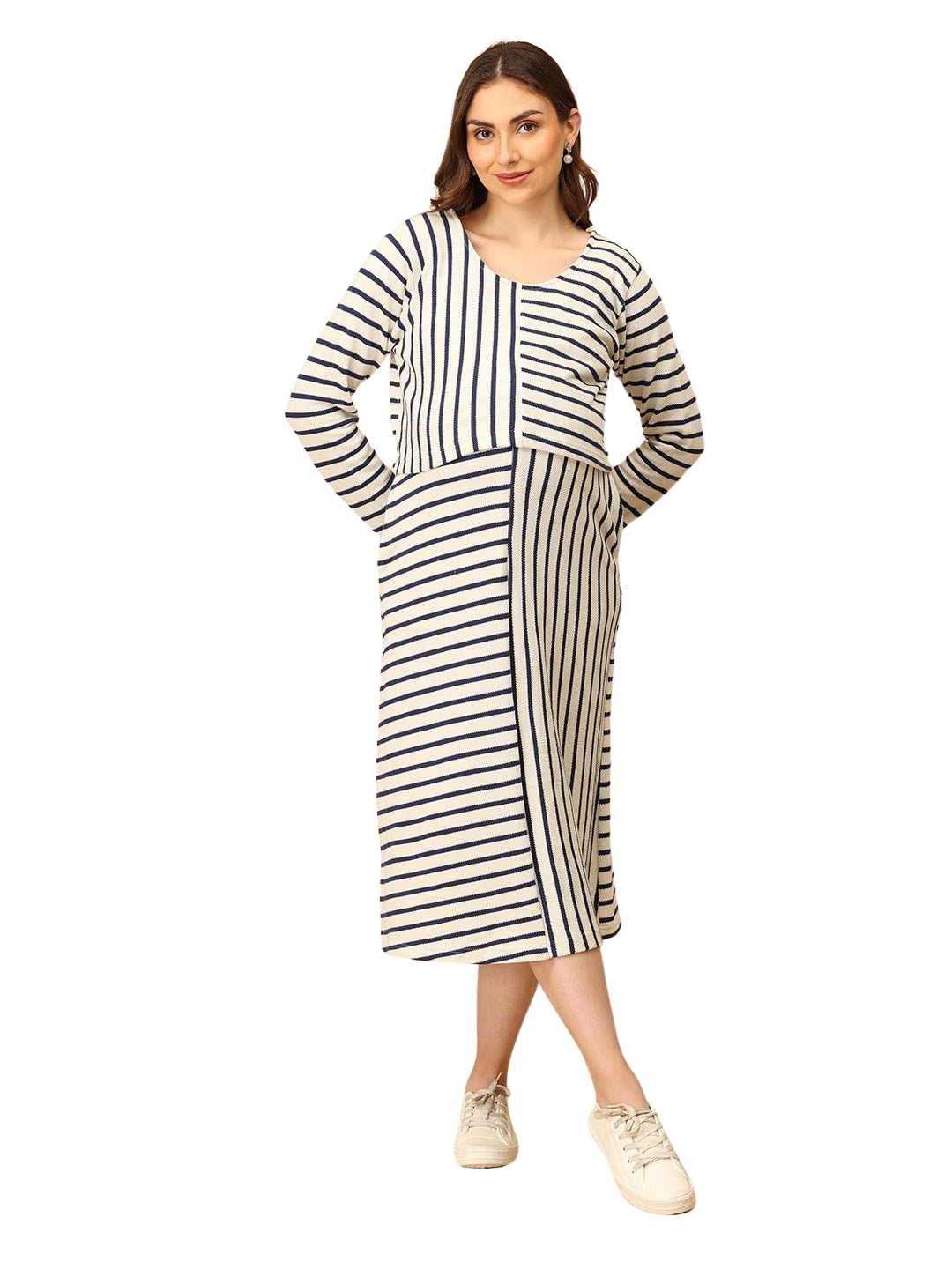 Maternity and Nursing Dress with Shrug | Pre and Post Pregnancy Dress | Stylish Trendy Dress for New Mom | Cotton Terry-image-30