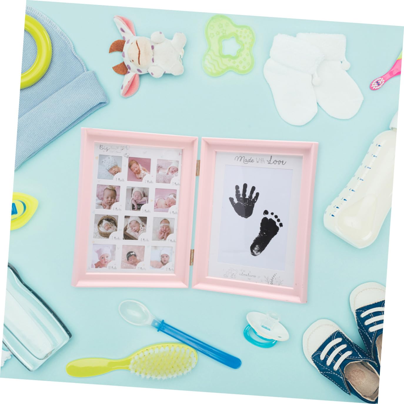 Marco de Fotos Huella Mano y Pie para Niño en Pvc, Diseño Simple para Adorno del Hogar