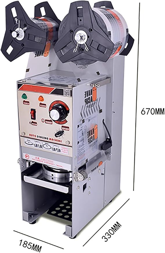 Cup Sealing Machine, 90/95 MM Semi-Automatic Electric Cup Sealing Machine, Height Adjustable, 450 Cups/Hour, Cup Height: Below 17cm, Precise Temperature and Time Setting