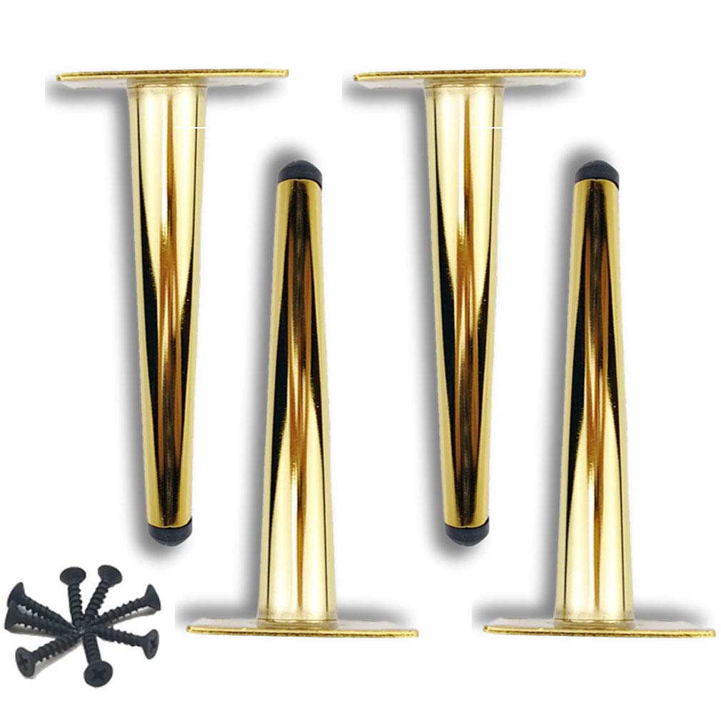 KHLMSRXJ Metal Sofa Legs,Furniture Legs,Support Feet for Sofas,TV Cabinets,Furniture,Coffee Tables,Desks(Set of 4) (15cm,Gold)