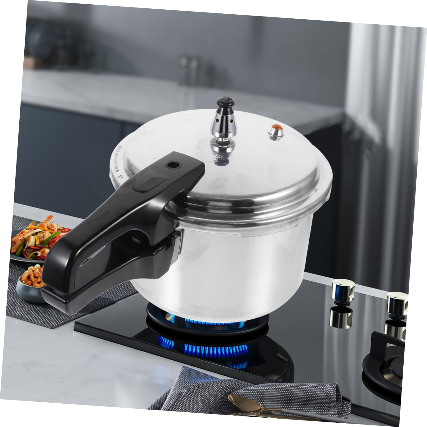 High Pressure Cooker Aluminum Alloy Household Pressure Pot for Gas Stove and Induction Cooker Polished Composite Bottom for Saving Cooking and Easy Cleaning Compatible