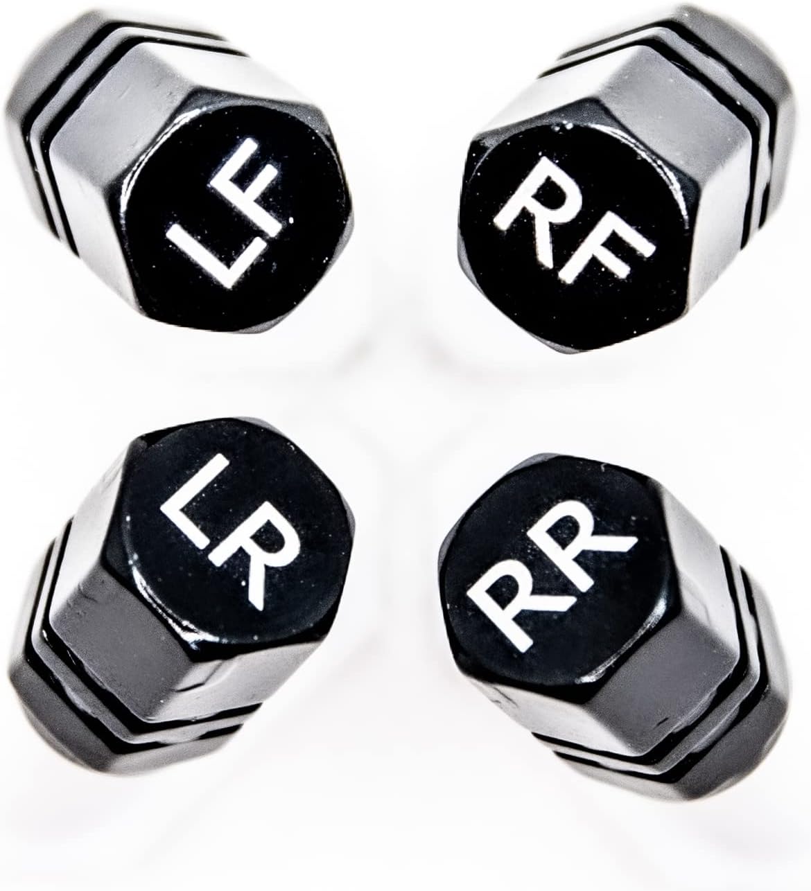 OIL UDDER Aluminum Valve Tire Valve Caps | Wheel Location Specific Laser Engraving (LF, RF, LR, RR) | 8 Pack for Car, Truck, SUV, UTV