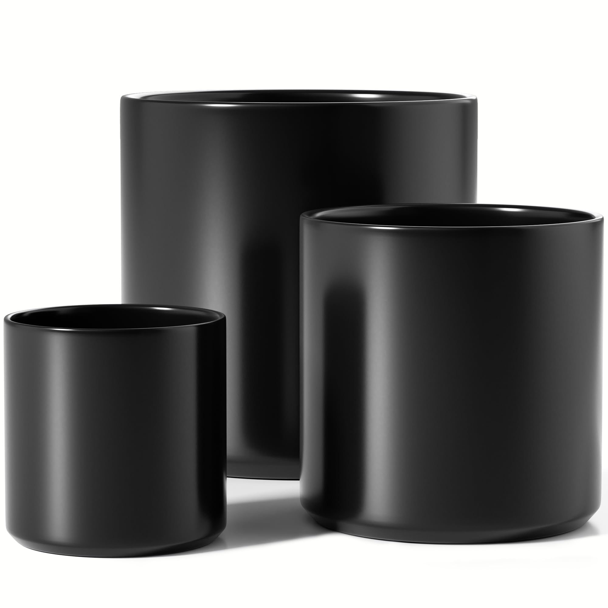LE TAUCI Black Ceramic Planters