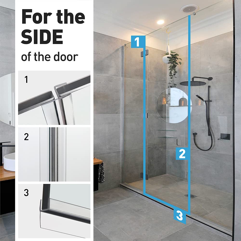 Shower Door Seal H Type, 2Pack 3/8" X 77" Frameless Shower Door Side