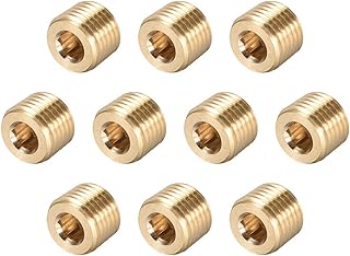 sourcing map Brass Pipe Fitting - Hex Counter Sunk Plug 1/4NPT Male Socket Drive Countersunk Pipe Plugs 10pcs