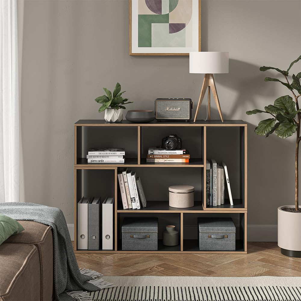 Vicco Regał na książki "Tetrix", Antracyt, 112.8 x 56.4 cm | Zestaw 2 sztuk, pour le rangement et la présentation de livres et de décorations