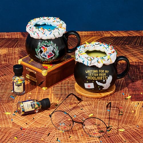 Image of HARRY POTTER Hot Chocolate Mug Gift Set, Includes 2 Color Changing Hot Chocolate Mixes, 2 House Sprinkles, and 2 Cauldron Mugs, Officially Licensed, HARRY POTTER Collection
