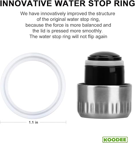 Miniatura 3 de koodee Tapa de repuesto para botella de agua de acero inoxidable con forma de cola de 9 onzas, 12 onzas, 17 onzas, accesorio de tapa sin BPA