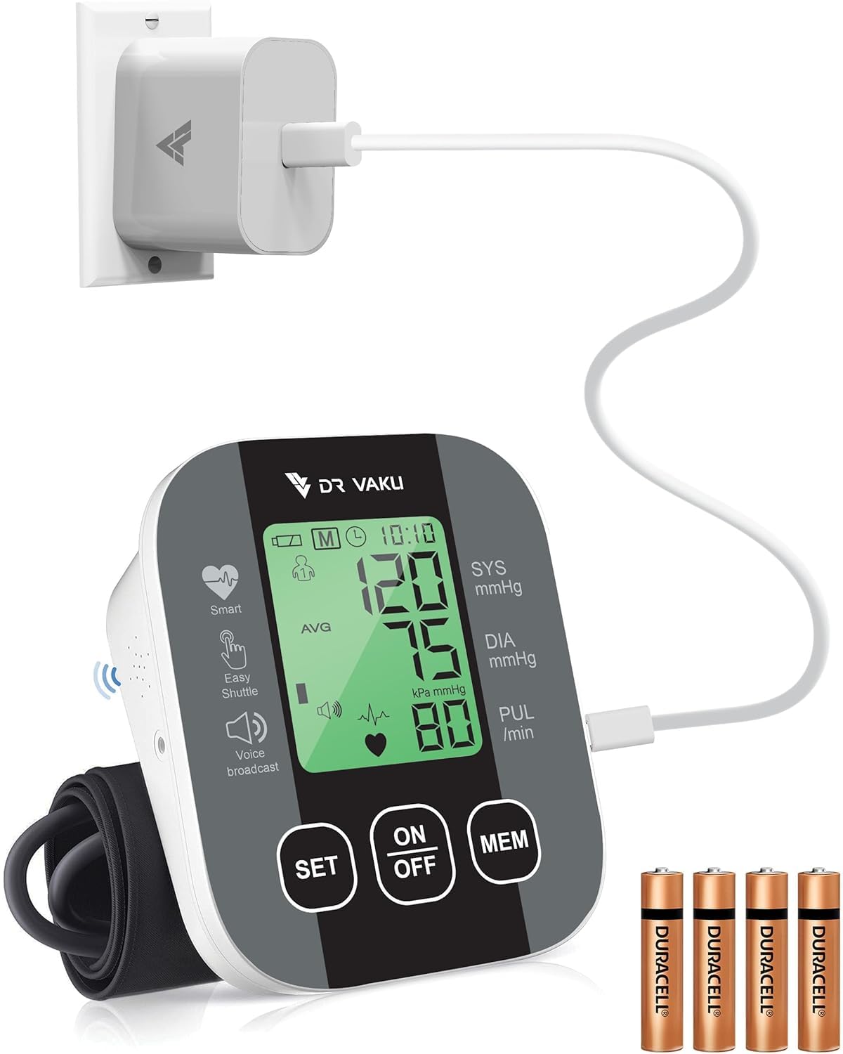 DR VAKU® BP Monitor Fully Automatic Blood Pressure Machine to Check Digital Accurate Level for Home Monitoring Device with Talking Function,Large Display + Cuff Kit Best Accurate Apparatus Measurement with 20w PD Adapter (Black)-image-27
