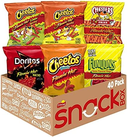 Frito Lay Flamin' Hot Mix, 6 Flavor Single Serve Cheetos, Doritos, Chester's & Funyuns Variety Pack, (40 Count)