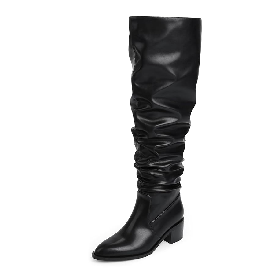 Amazon.com | Modatope Women Knee High Boots Black Chunky
