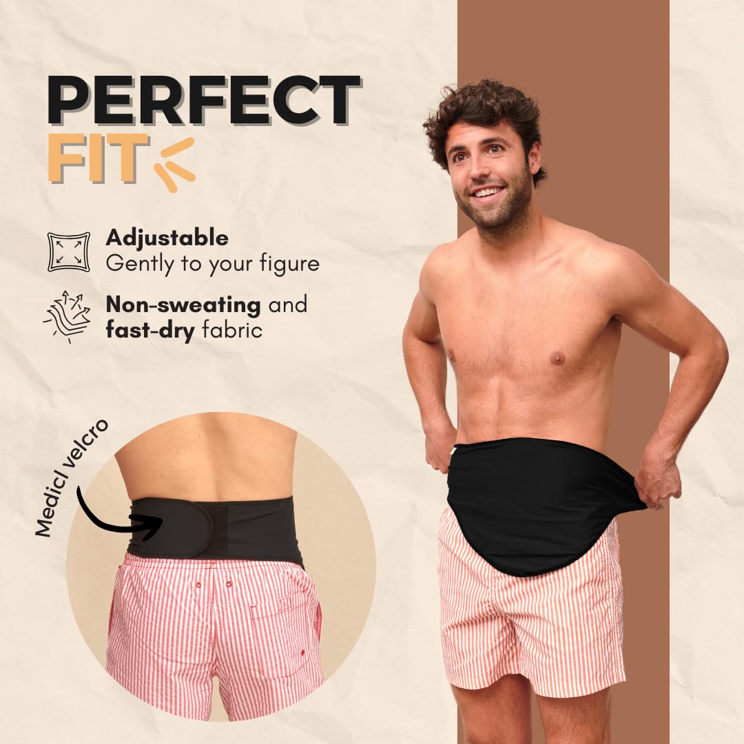 Cinturón para ostomía para hombres + protector de estoma | Fundas para bolsa de ostomía y colostomía para deporte | Cinturón para ileostomía discreto | Funda para bolsa de ostomía | Envoltura para