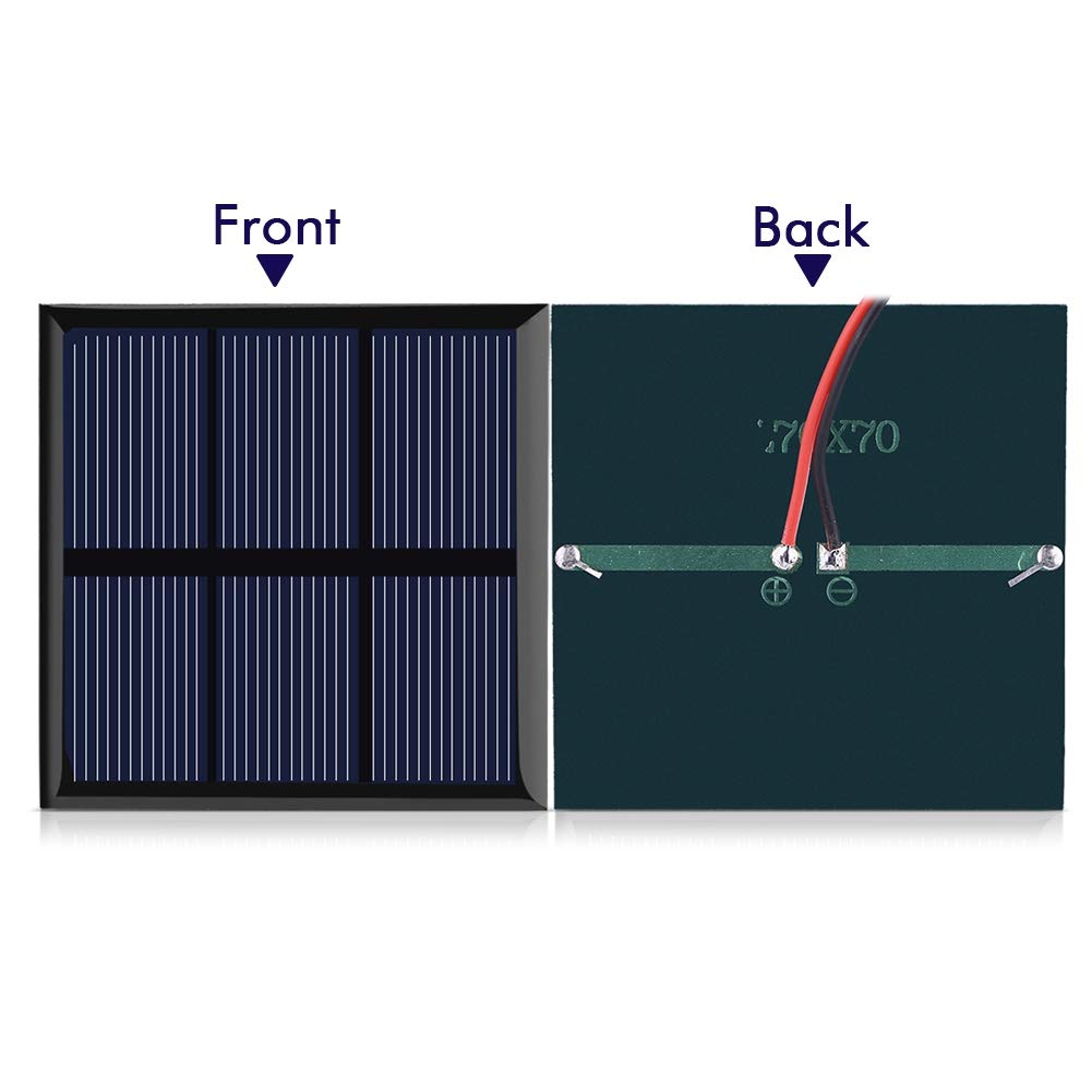 Mini Pannello Solare, 0,7 W 1,5 V Micro Pannello Solare Cella, Caricabatterie per Modulo di Alimentazione per Batteria da 1,2 V con Cavo, per Piccoli Elettrodomestici, 70 x 70mm