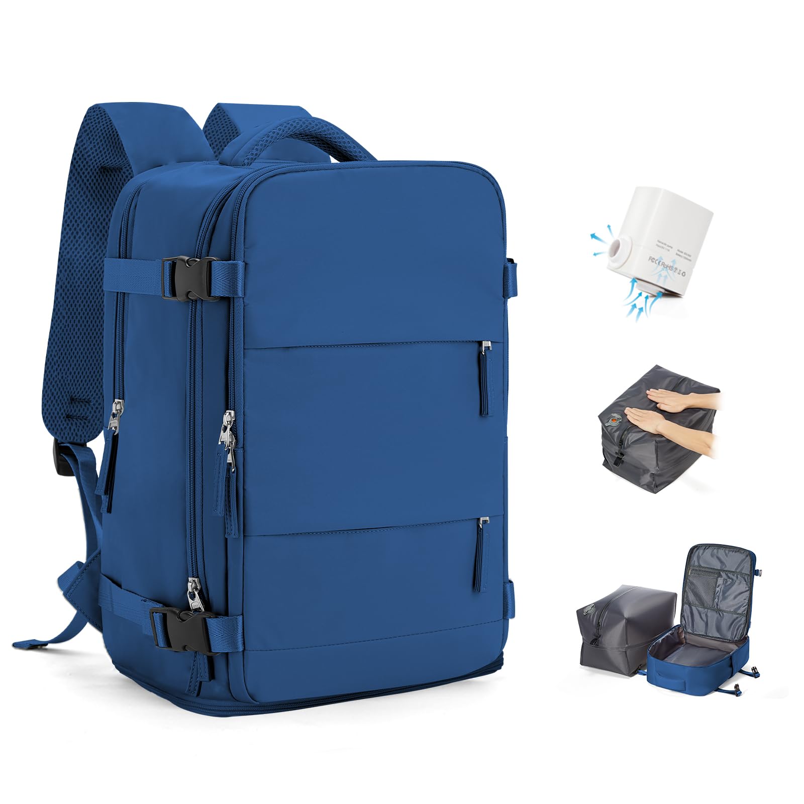 BJLFS Zaino Ryanair 40x30x20 Sottovuoto con pompa Zaino da Viaggio aereo Cabina 40x30x20 Impermeabile Bagaglio a Mano Wizzair Sottovuoto Borse da Cabina per Easyjet 45x36x20 Zaino Airback Donna