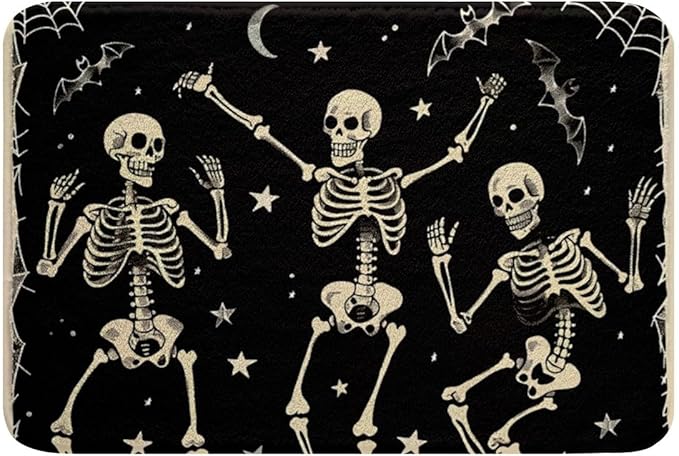 Erosebridal Kids Sugar Skull Bathroom Rugs, Skeleton Bones Bath Mat 20