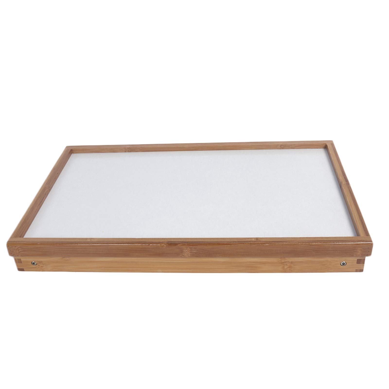 Plateau de lit réglable en bambou avec pieds pliants, parfait pour le petit déjeuner au lit, l'utilisation d'un ordinateur portable ou la salle à manger à la télévision – Couleur bois élégante et