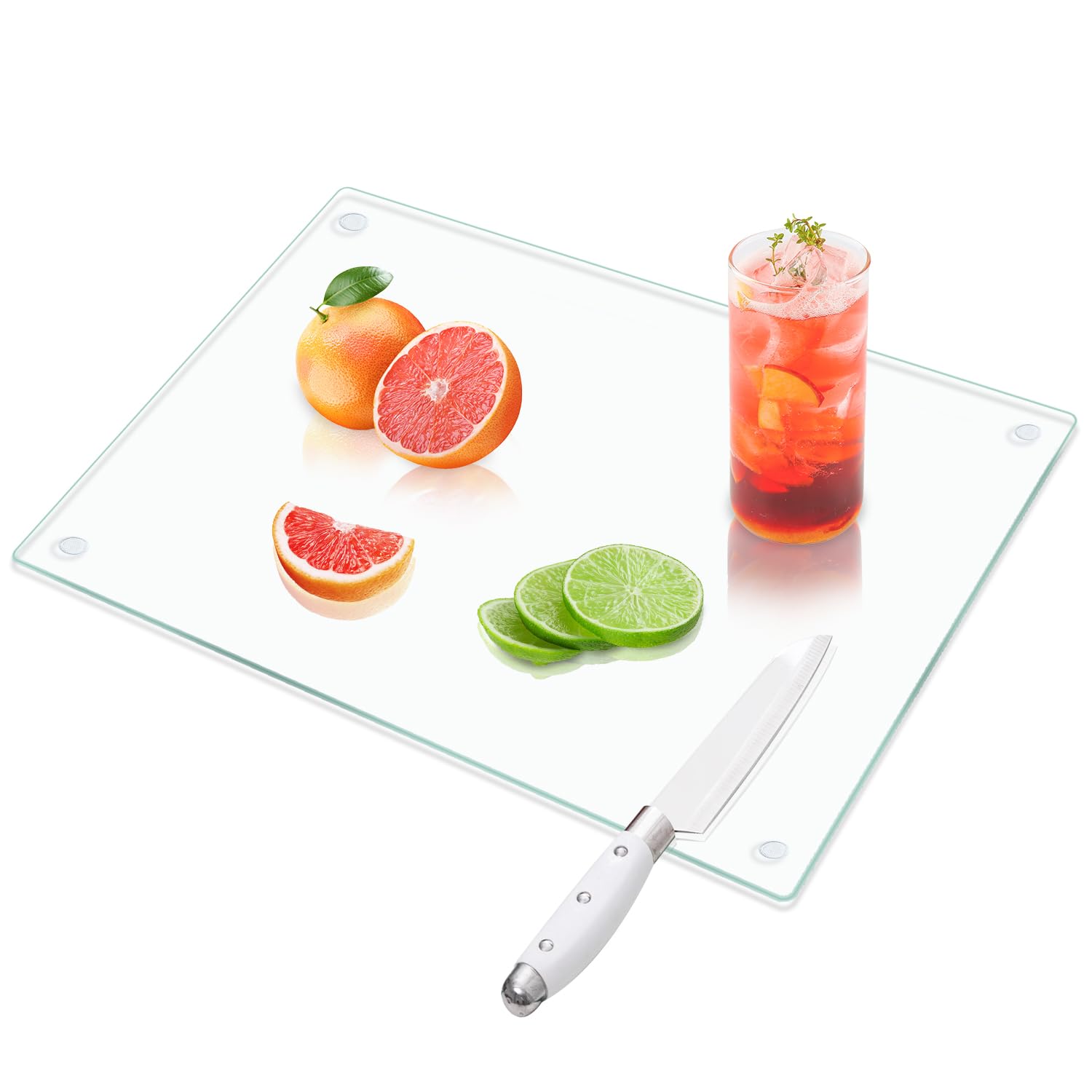 VASUHOME Tempered Glass Cutting Board for Kitchen (12x16"), Long Lasting Clear Glass Cutting Board for Countertop - Scratch, Heat, and Shatter Resistant - Easy to Clean