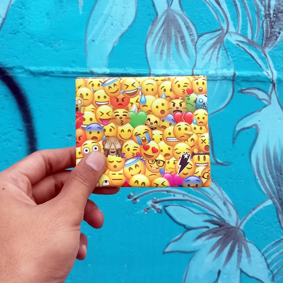 Image of SUPERVEK Smiley Face Paper Kids Wallet for Boys Girls, Ages 4-18 Teen Emoticon Boy Wallets - Slim Paper Wallet - Kid Toddler Mighty Cute Christmas Children Birthday Party Gifts - RFID Blocking