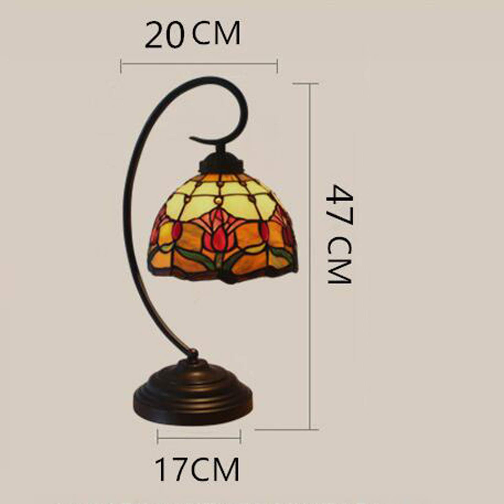Tulip Pile Lamp in The Tiffany Style Handmade 20 3 Cm Wide Colored Glass Lampshade Retro with Iron — view 2
