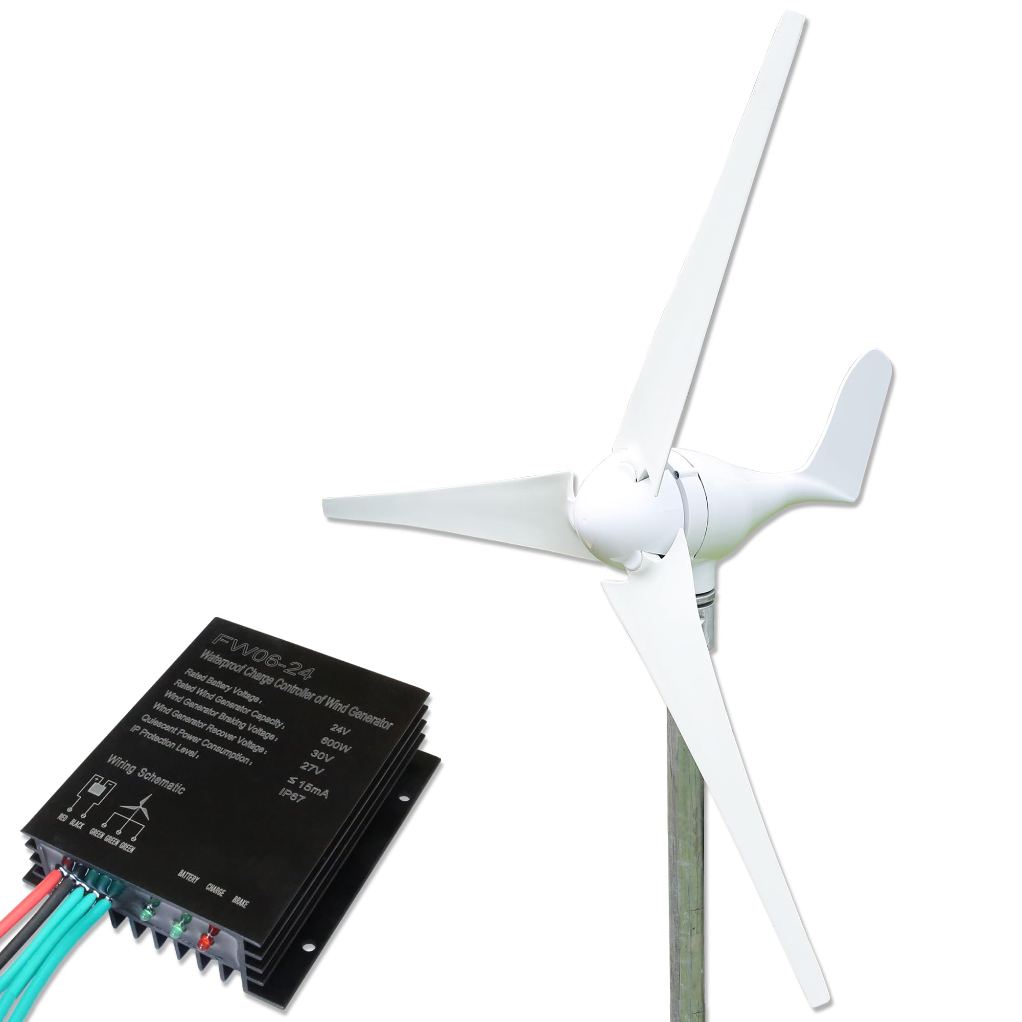 Lowenergie Light 300W Wind Turbine Generator Kit – 24V Off-Grid Power With Low Start-Up Speed And Charge Controller For Marine, Caravan, And Remote Energy Systems
