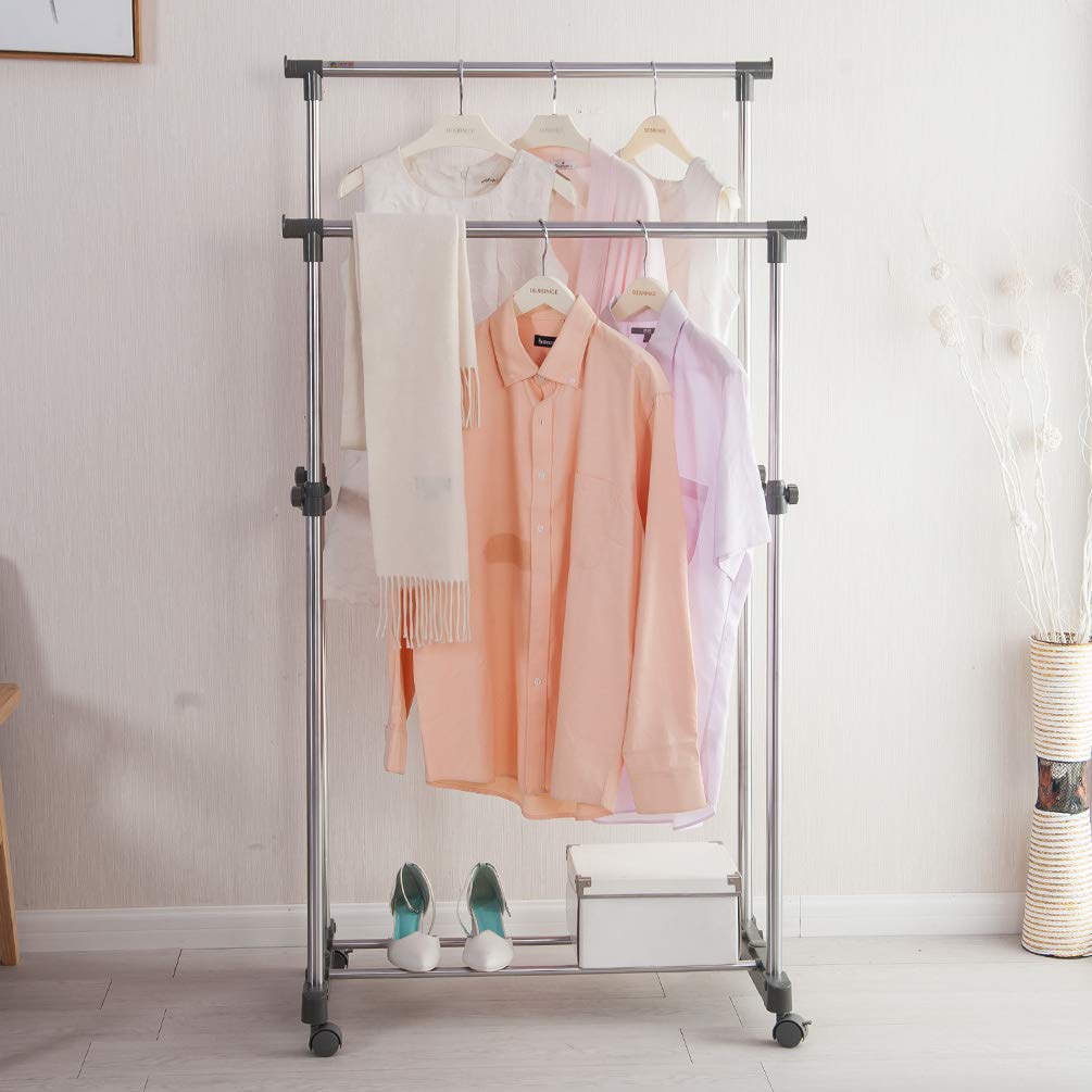 ORPIO (LABEL) Stainless Steel Portable Double Pole Telescoplc Clothes