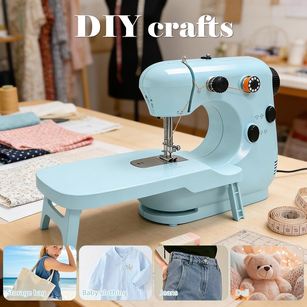 Mini máquina de coser para principiantes, máquinas de coser eléctricas con pedal, 12 puntadas integradas, kit de costura básico incluido, perfecto para uso doméstico