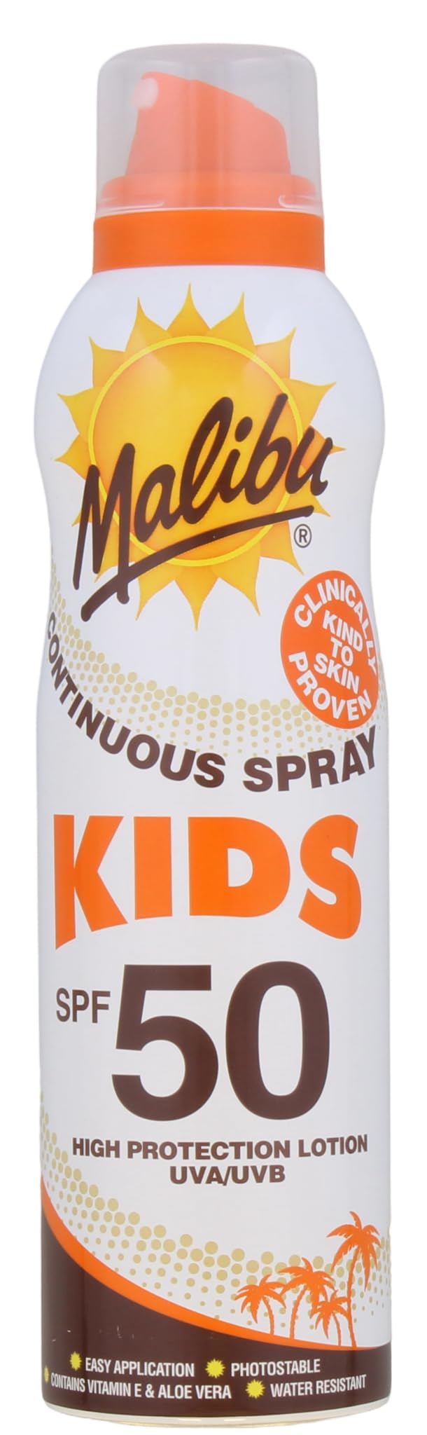 Malibu Sun Kids SPF 50 Continuous Lotion Spray, High Protection Sunscreen for Children, Easy Apply Kids Sun Spray, Water Resistant, 175ml