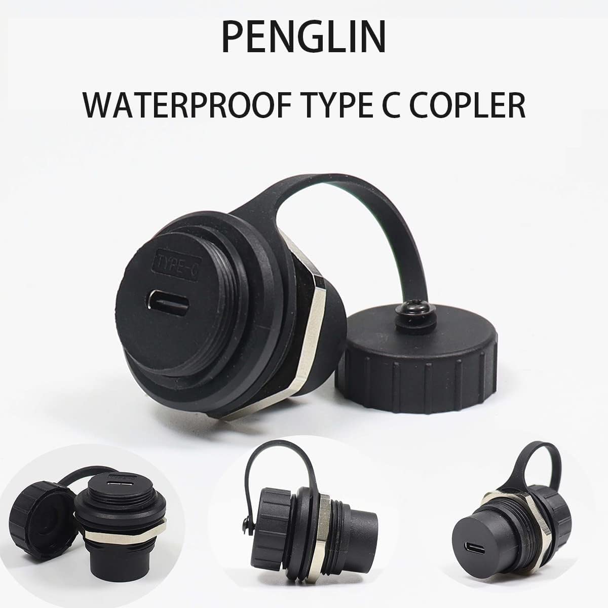 PENGLIN Adattatore Prolunga USB-C Femmina/Femmina IP68 Impermeabile, Doppia Porta, M20, 2 Pezzi