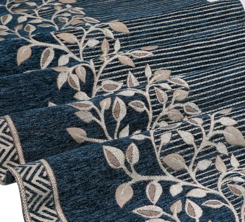 Image of Nendle Premium Chenille Floral Sofa Mat Arms Cover Only - Soft & Durable Protector for L Shape /Standard Sofa Set (58 cm, Blue, 1 Piece)