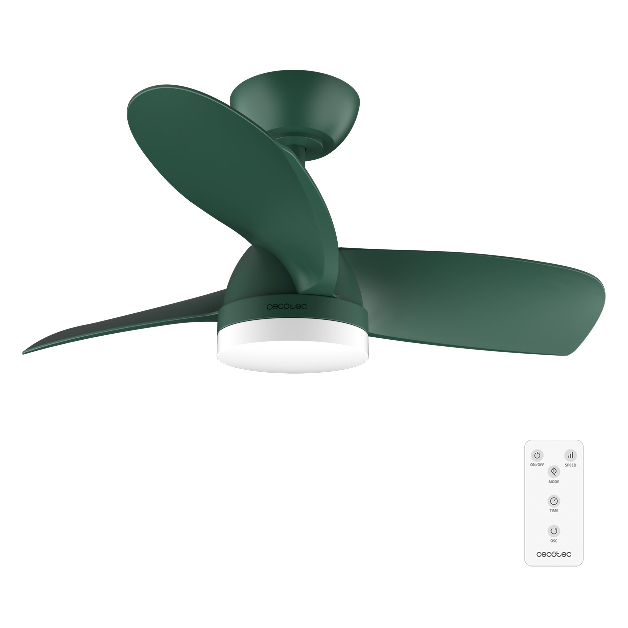 Cecotec Ventilador de Techo con Luz EnergySilence Aero 3050 Mint. 35 W, Motor DC, Diámetro 36” con luz LED, Mando a distancia, Temporizador, 6 velocidades y 3 Aspas