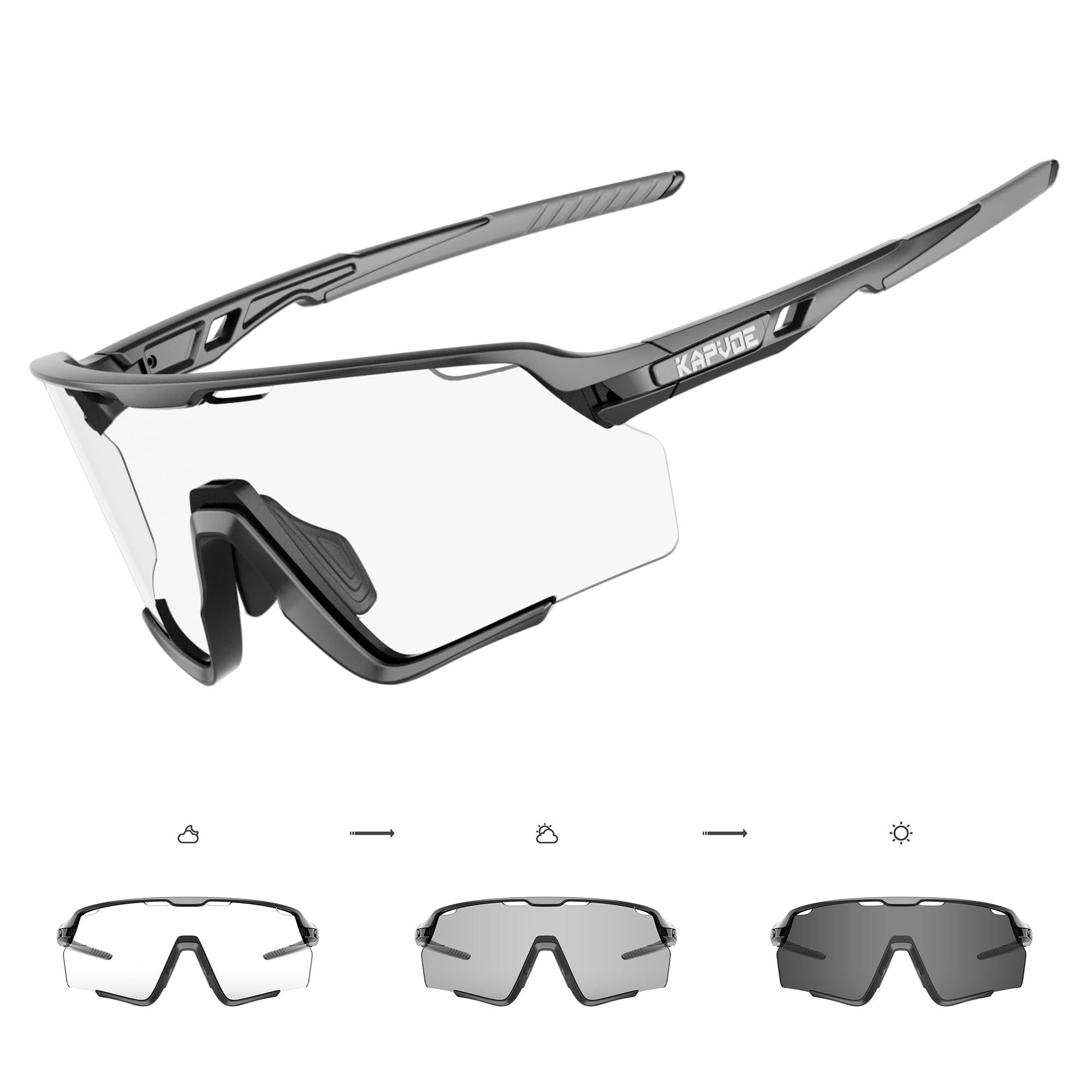 KAPVOE Fotocromáticas Gafas de Ciclismo Mujeres Hombres Transparente MTB Bicicleta Deportivas Running Bici Correr Voleibol