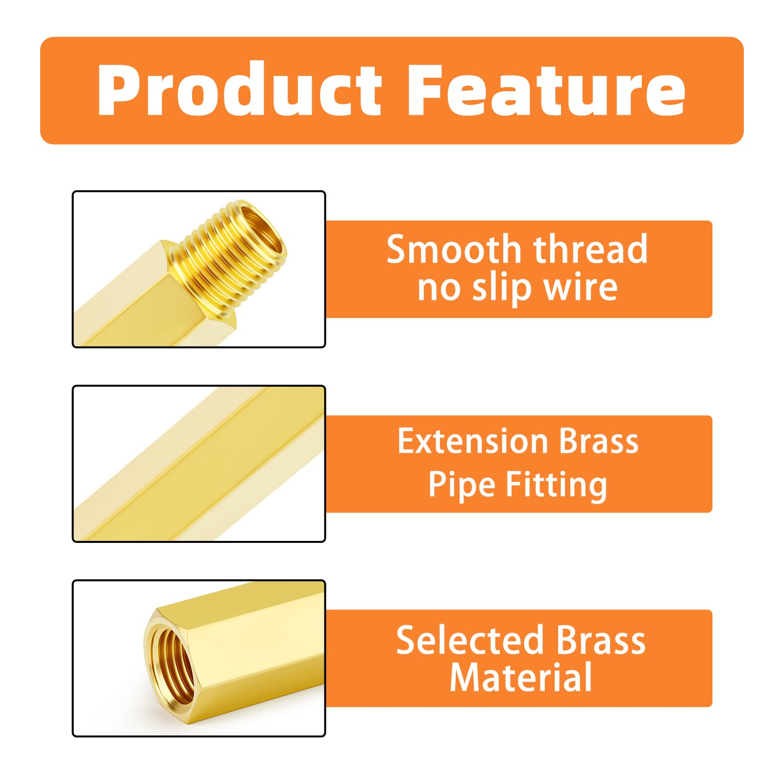GASHER 2 raccordi per tubi in ottone di estensione da 100 mm, NPT femmina da 1/2" NPT maschio a 1/2" NPT maschio, adattatore adattatore convertitore
