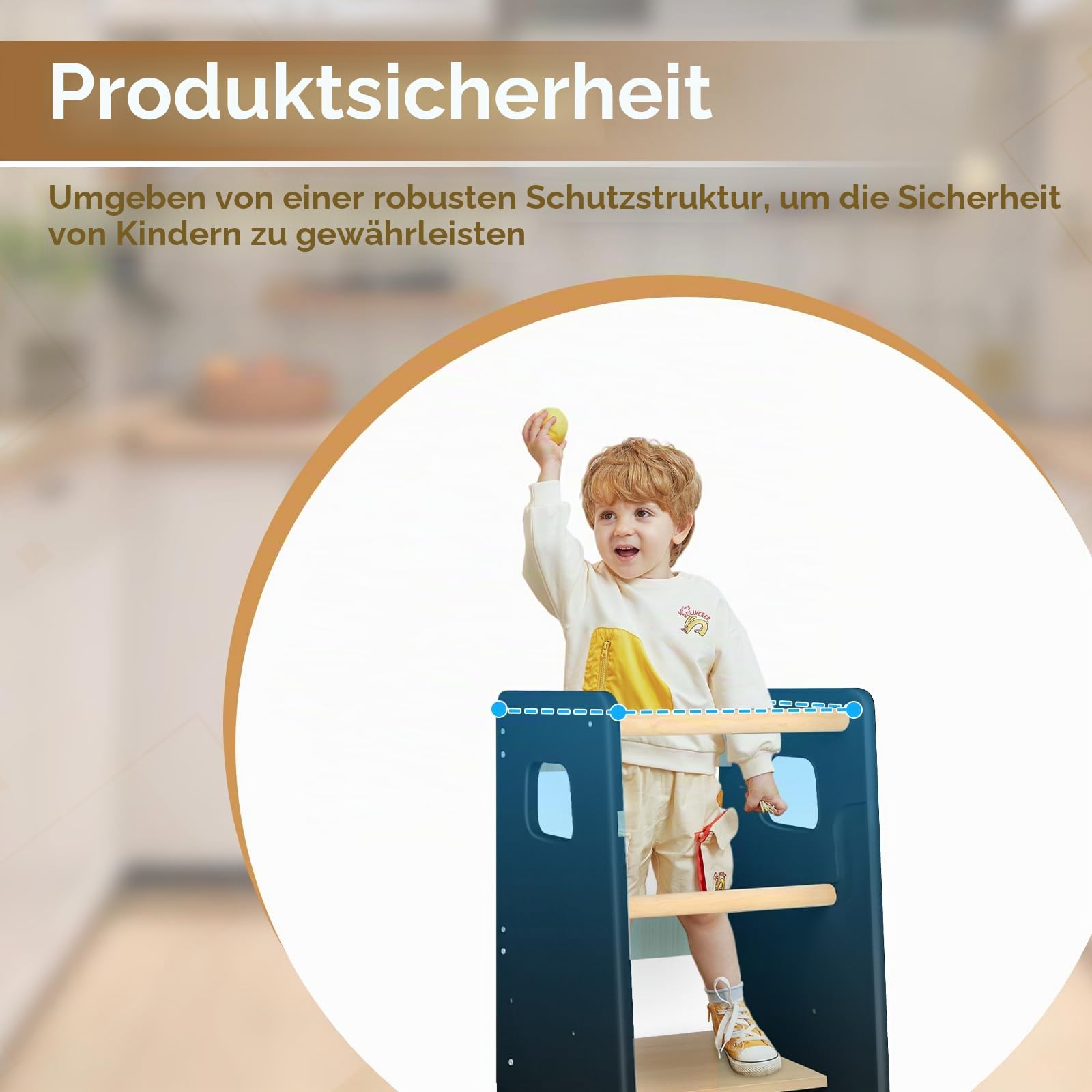 Montessori Lernturm aus Holz – Lernturm für Kinder – Rutschhemmende Füße Montessori-Methode (Schwarz, 90 x 42 x 40 cm)