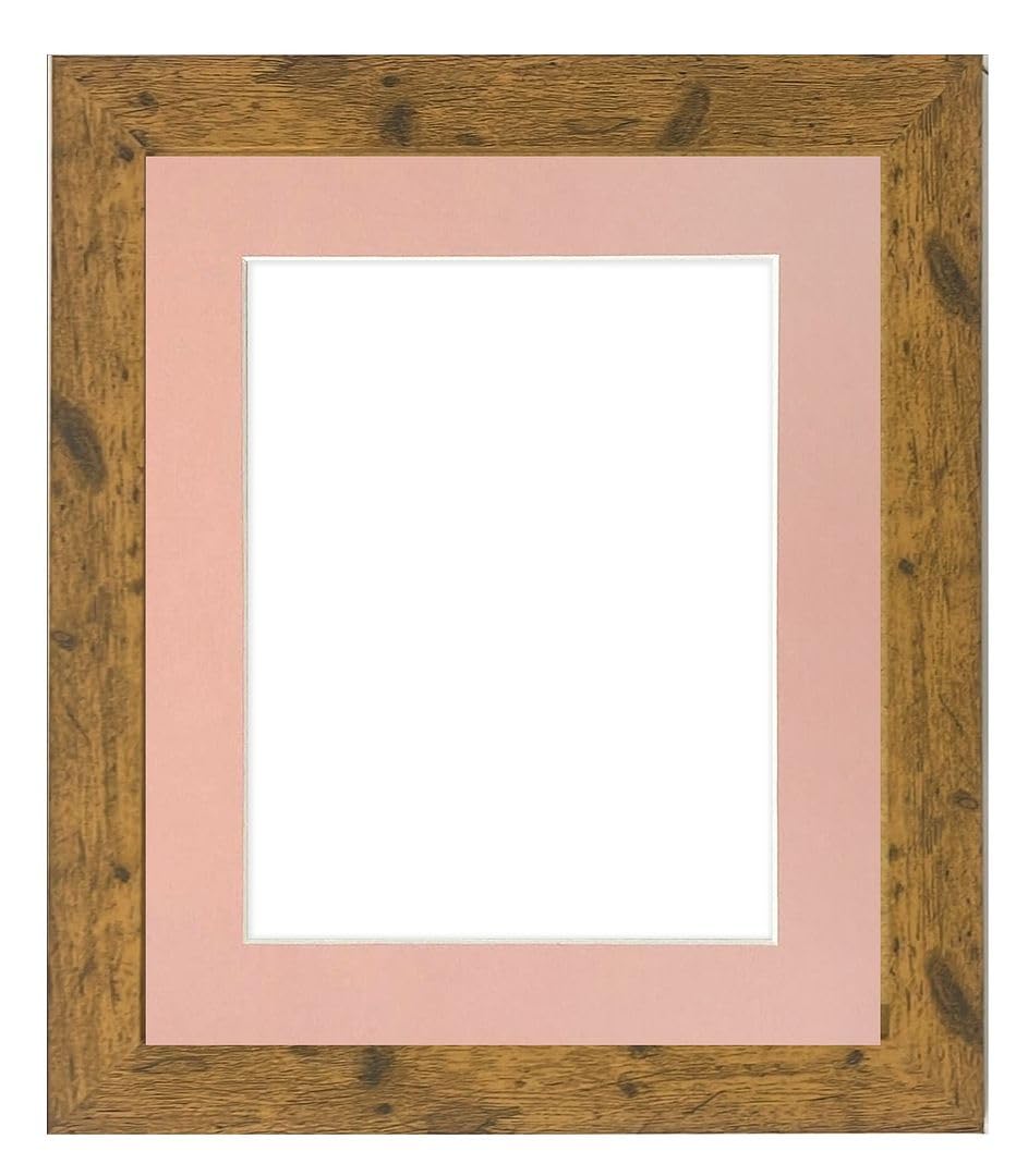 FRAMES BY POST Studio Antique Wood Picture Photo Frame with Pink Mount 30 x 40 CM for Image Size 12 x 10 Inch โ image 1