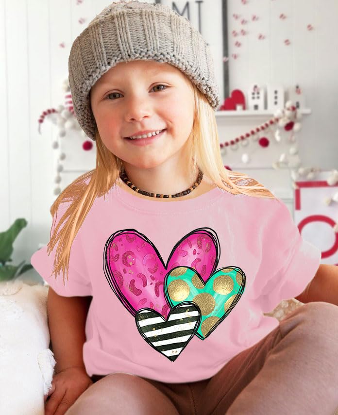 Valentine Shirt Toddler Boys Girls Valentines Day Shirts Love Heart Short Sleeve Tees Casual Print Tops 2-6y2
