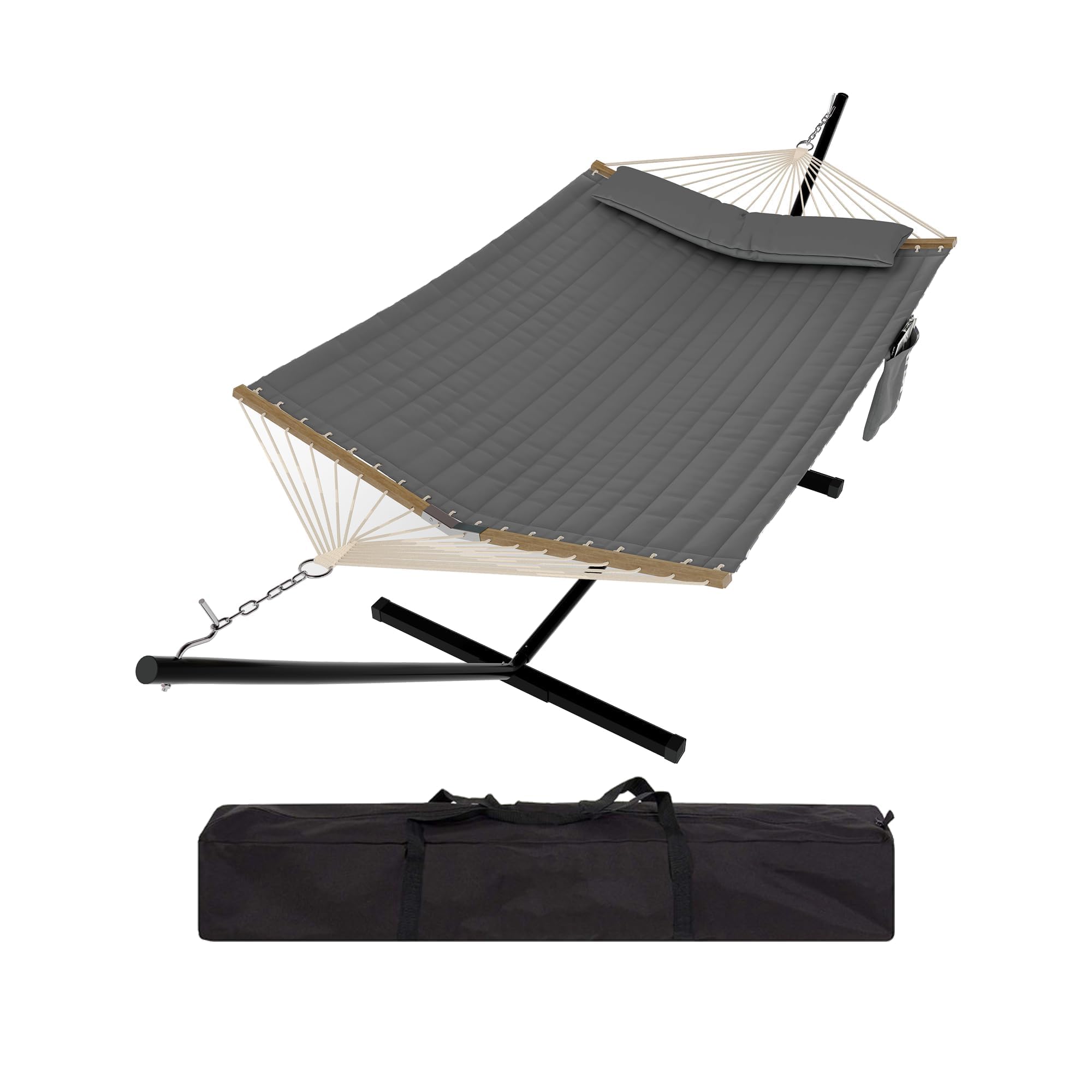 Garvee Hammock With Stand 2 Person,Heavy-Duty Steel Freestanding Hammocks Stand For Outdoor Indoor, 204 Kg Capacity,Comfortable Large Hammock For Patio,Camping