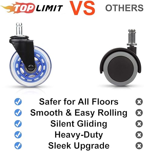 Miniatura 4 de Juego de 5 ruedas para silla de oficina de 3.0in de alta resistencia, ruedas de repuesto con ajuste universal, seguras para suelos de madera,