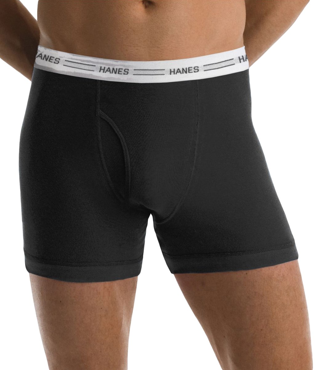 Hanes Men`s Tagless Boxer Briefs Comfort Flex Waistband 3X-5X Black/Grey