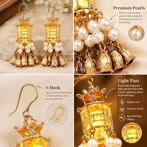 Generic Gold Plated Pearl Dangle Earrings for Women - Image 4