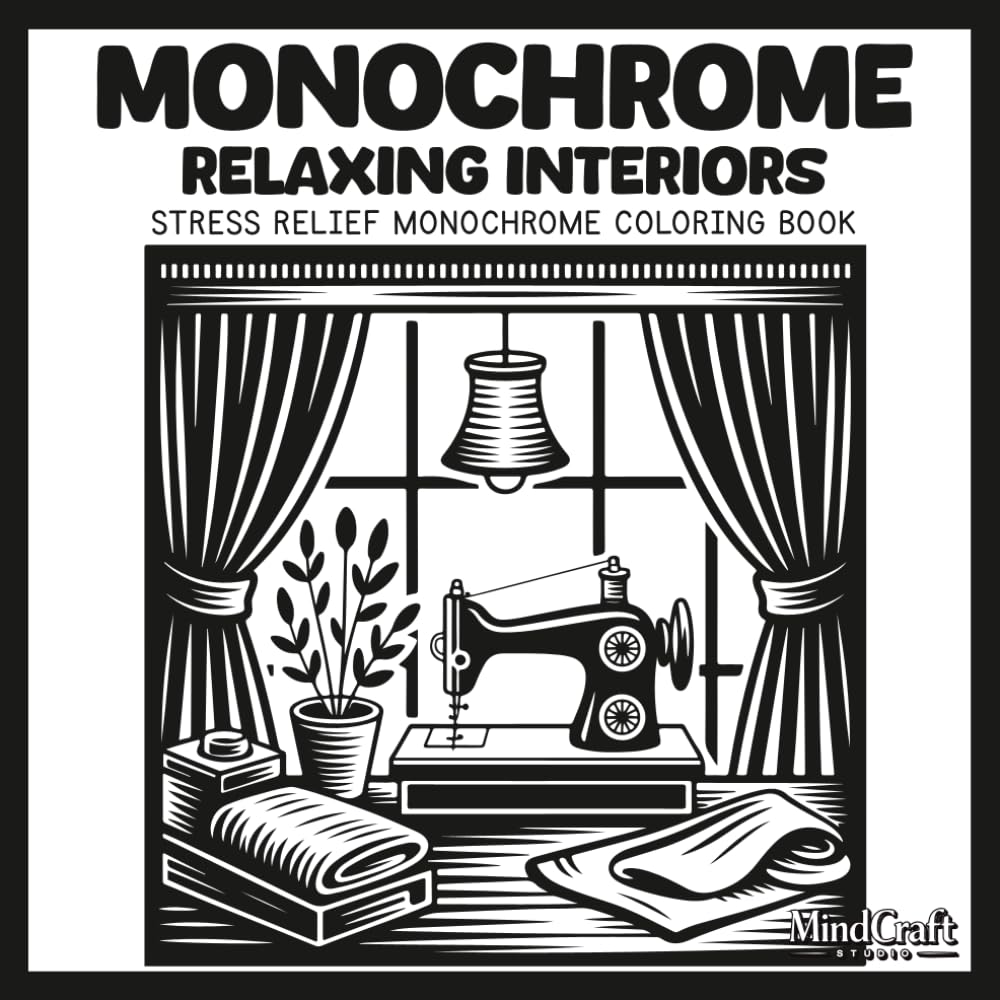 Monochrome Relaxing Interiors: Stress Relief Monochrome Coloring Book | Cozy Interior Dot Coloring Pages with Single-Color Relaxing Designs