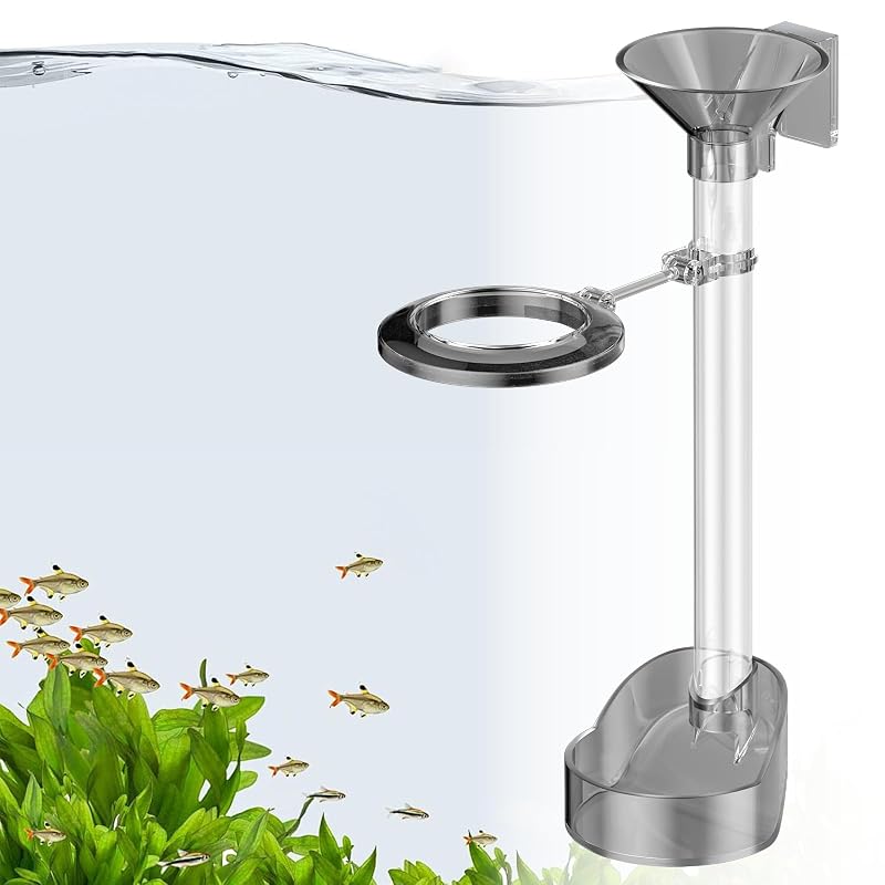 Alimentador para Camarões e Peixes em Acrílico Pawfly com Tubo Ajustável, Anel Flutuante e Escova