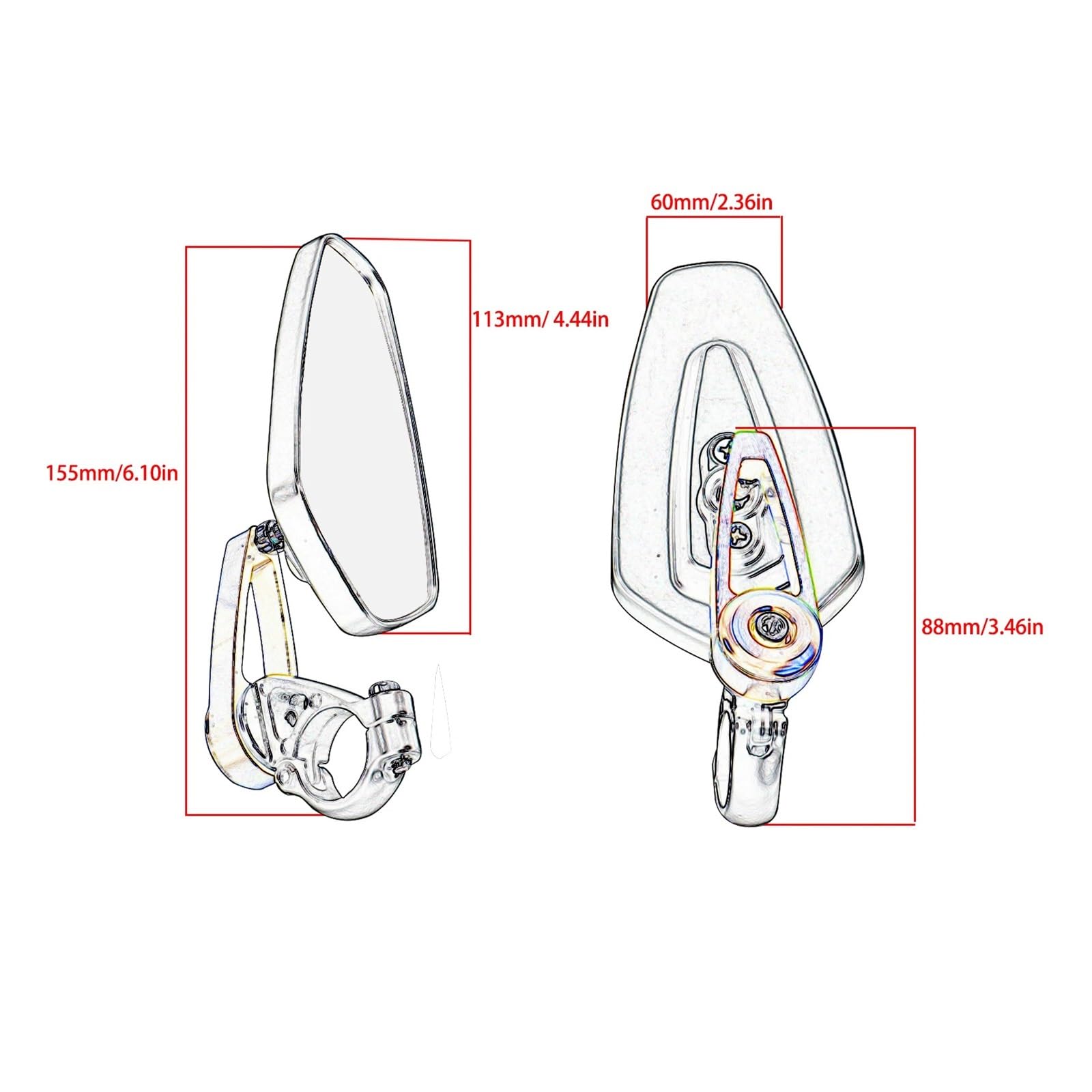 Moto Lusterko końcówkowe kierownicy Motocyklowa k Pasuje Do Honda 7/8 "22mm Lusterka Boczne Motocykla Uniwersalne Lusterka Boczne Kierownica Do Hulajnogi Akcesoria Do Lusterek