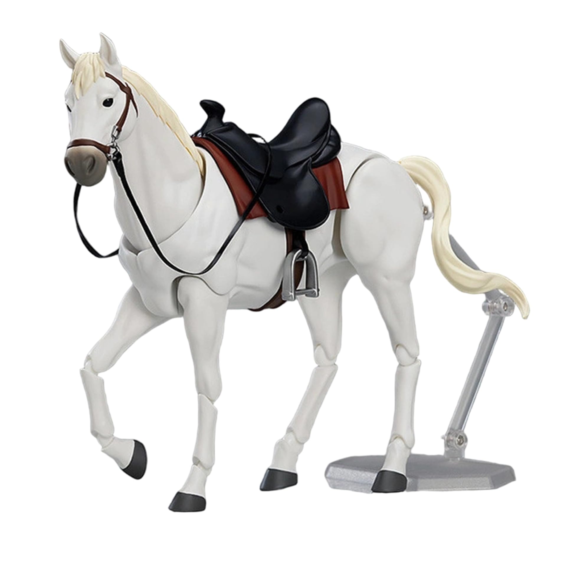 Statuette di Cavalli con Sella, Cavezza e Corda di Piombo 8x5 Statua di Cavallo snodabile con snodo Mobile Giocattolo Realistico e Fai-da-Te per Appassionati, Bianco