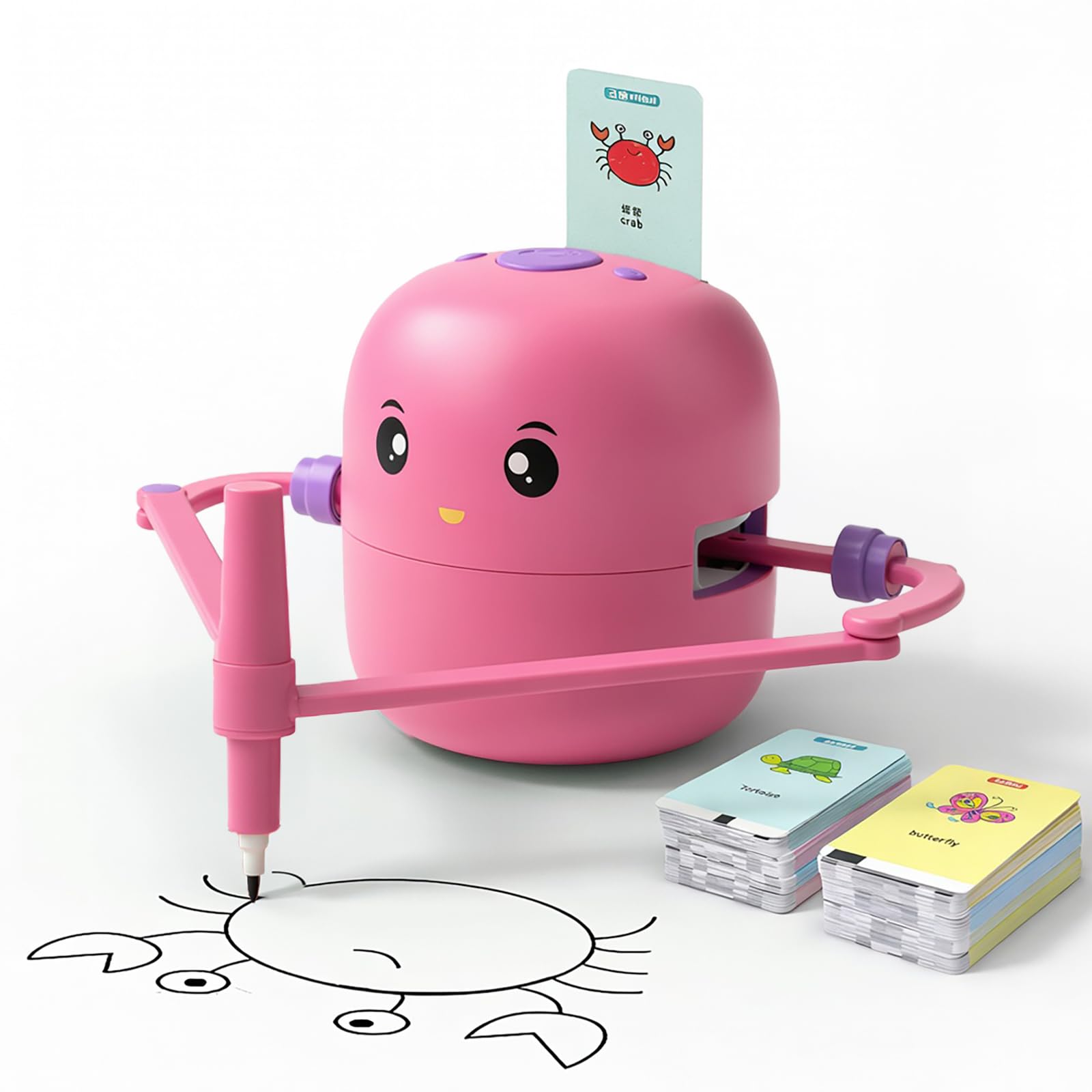 Robot De Dessin éducatif Interactif – Montessori – 100 Cartes – Dessin Automatique – Batterie 2400 MAh – Dès 5 Ans – Rouge
