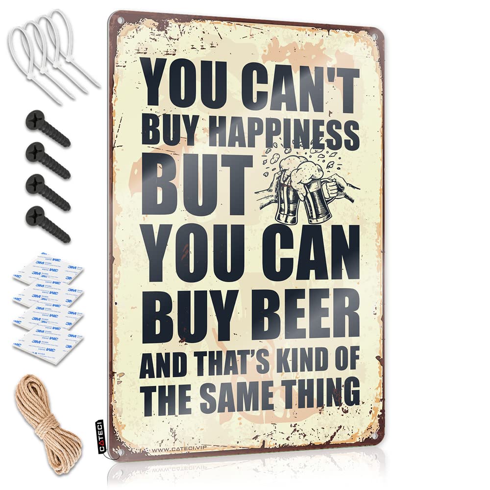 Vpguqarfr Colour Clock Matal Sign Welcome | You Can't Buy Happiness But You Can Buy Beer Modern Restroom Decoration(30X40cm)