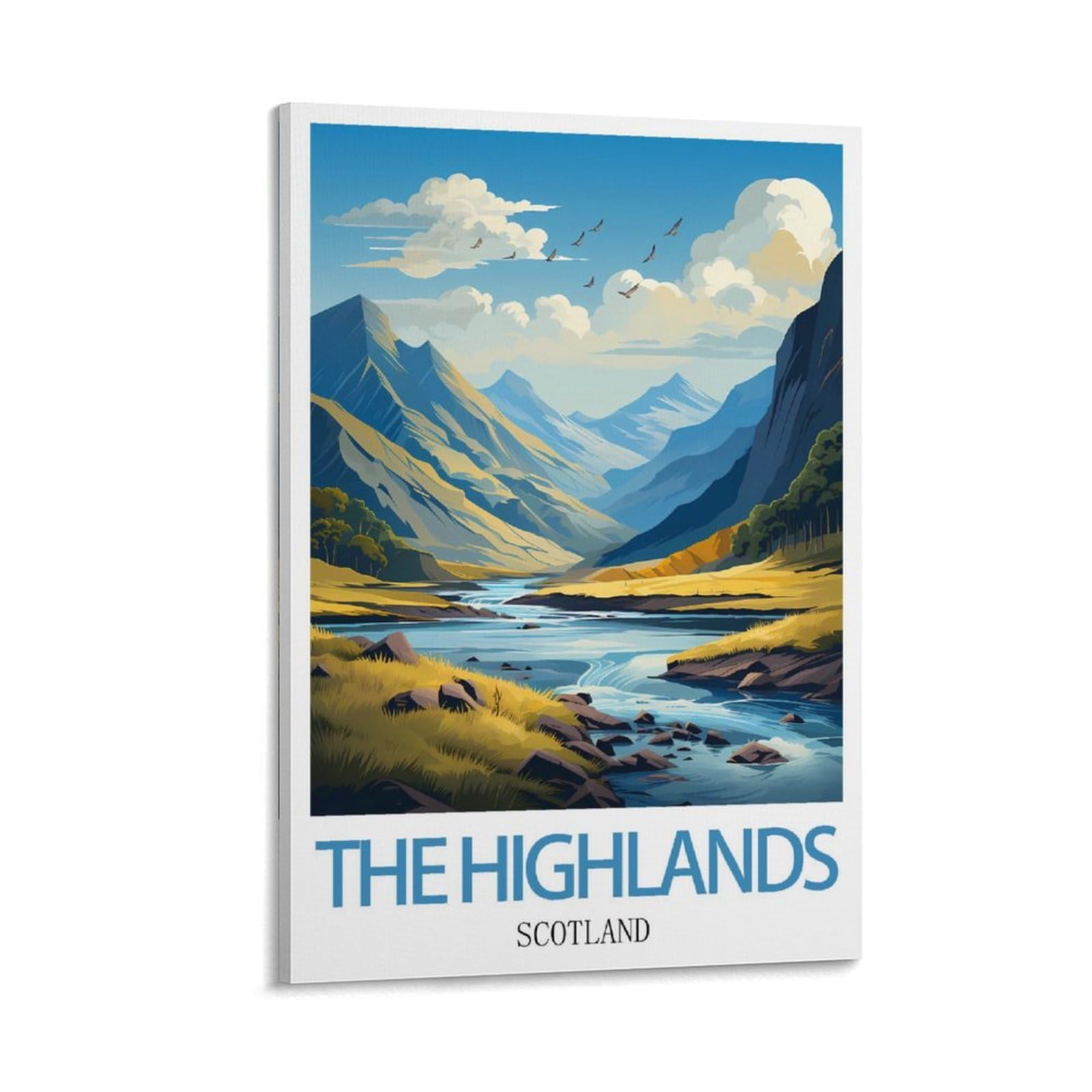 HWJJUII The Highlands Scotland Vintage Travel Posters 12x18inch(30x45cm) Canvas Wall Posters And Art Picture Print Modern Family Bedroom Decor Posters
