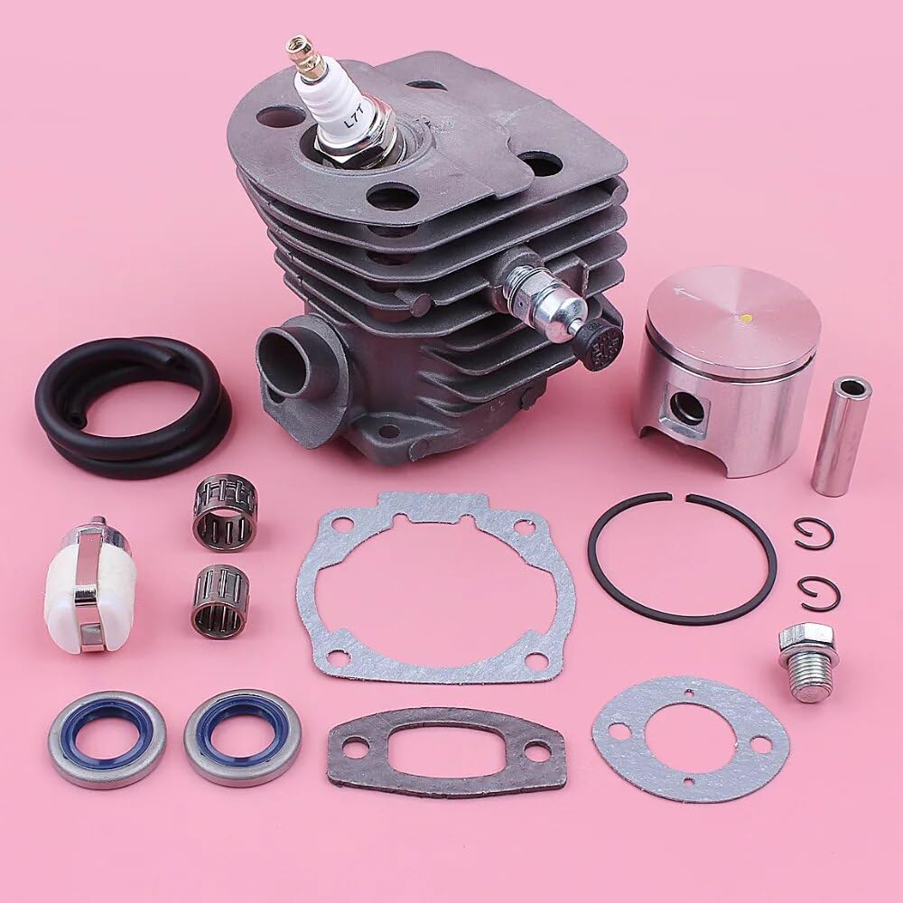 Kit de pistón de Cilindro de 46 mm, for Husqvarna 55 51 Línea de Filtro de Combustible Junta de válvula de descompresión Cojinete Motosierra Reemplazar Pieza de Herramienta Pistón de Cilindro