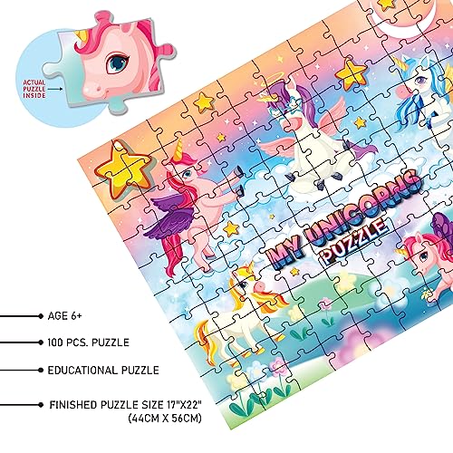 Image of Ankit Toys & Games 100-Piece Jigsaw Puzzle for Kids, Educational, Develops Motor Skills & Cognitive Learning (My Unicorns)